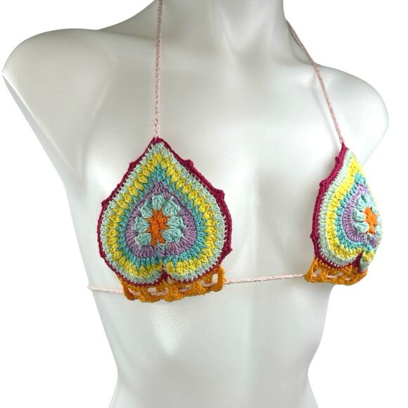 Andi Baqus Women's Multicolor Crochet Tassel Two-Piece Swimsuit Swimwear Sz S/M - Picture 3 of 5